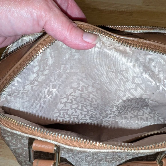 DKNY Beige and Brown Patterned Satchel - Picture 11 of 12